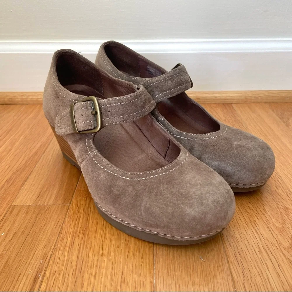 Dansko Women's Sandra Mary Jane Wedge Brown Suede Shoes Size 37 Classic Boho - Picture 5 of 12